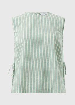 STRIPE LINEN RICH VEST TEAL £16