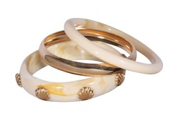 Pack of 3 Gold Tone Cream Resin Bangles £13.99
