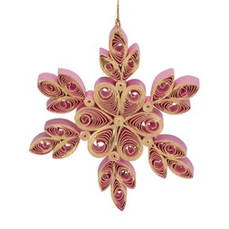 50082853 £7 Quilled Paper Snowflake Tree Dec Pink & Gold