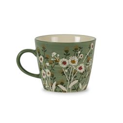 Wild daisy ceramic mug, green