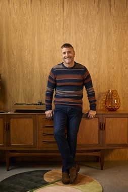 Will Mellor X Cotton Traders Supersoft Stripe Crew Neck Jumper Midnight (Stripe) £32