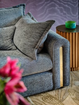 Savoy 3 Seater in Soft Boucle Midnight All Over with Gold Trim, £1599.