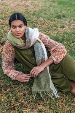 Roman Khaki Corduroy Pinafore Midi Dress