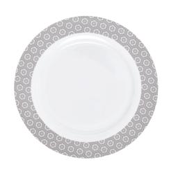 White Flower Print Dinner Plate