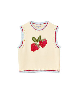 Cream Strawberry Embroidered Knitted Tank Top £65 €85