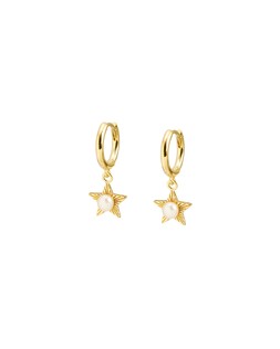 Arista Pearl & Star Charm Gold Plated Drop Hoop Earrings £45 €59