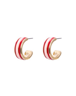 India Red Stripe Enamel Hoop Earrings