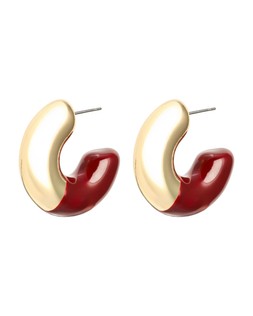 Karina Half Brown & Gold Chunky Hoop Earrings