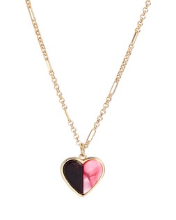 Abrielle Pink & Brown Resin Heart Pendant Necklace