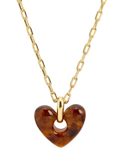 Oona Brown Resin Heart Pendant Necklace