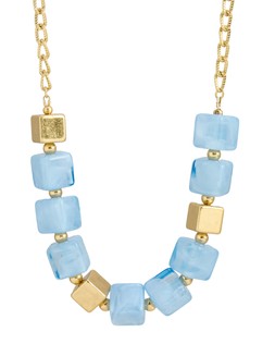 Jules Blue Square Resin Bead Chunky Necklace