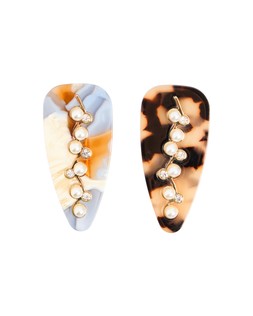 Galina Resin & Faux Pearl Hair Slides Set of Two