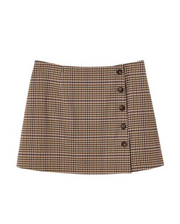 Brown Checked Button Side Mini Skirt £58 €76