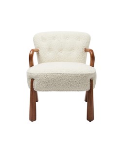 Rizado White Faux Sheepskin Boucle Armchair