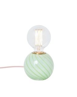 Raya Round Green Stripe Desk & Table Lamp Base