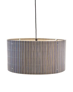 Ena Wide Navy Pinstripe Bamboo Pendant Lamp Shade