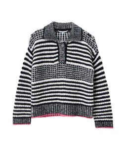 Monochrome Striped Collared Knitted Jumper £65