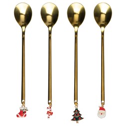 437483 4PK GOLD SPOONS WITH CHARMS £2.50