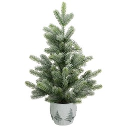 66CM SNOWY TREE IN WHITE CEMENT PRINTED POT £12 (425608)