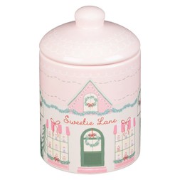 PRINTED ROUND CERAMIC CANDLE WITH GINGERBREAD SCENE £4 (436152)