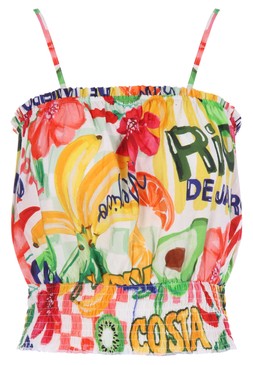 Womens White Tropical Print Strappy Bandeau Top £14