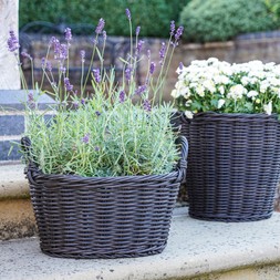 POLYRATTAN LINED BASKET WILLOW H28CM D38CM &pound;39.99