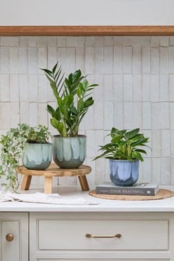 ROWE DRIP REACTIVE GLAZE PLANTER IN GREEN & BLUE £13.99 - £18.99