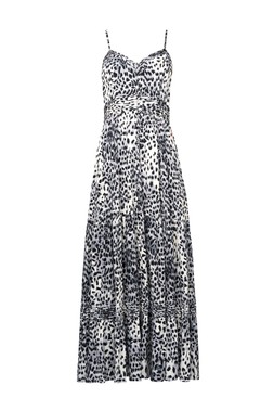 Grey with Black Cheetah Pintuck Midi Sundress