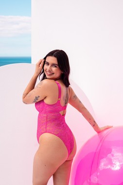 All Night Lace, Plunge Body, Hot Pink/Blush, £52.00, US$92.00, CA$125.00, €78.00, A$125.00