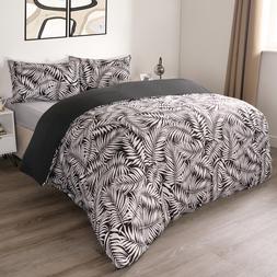 OHS Tropical Leaf Duvet Set - Black/White - double &pound;14