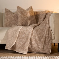OHS Teddy Marl Binded Throw -Natural-£14