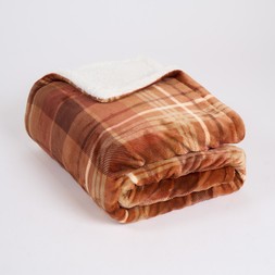 OHS Felix Flannel Check Fleece Throw - Rust- &pound;15