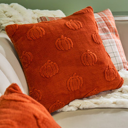 OHS Tufted Pumpkin Cushion Covers - Rust - £8