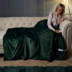 OHS Electric Heated Fleece Over Blanket - Forest Green- &pound;44