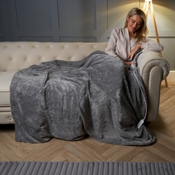 OHS Heated Waffle Fleece Electric Blanket - Charcoal-46