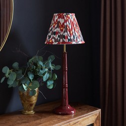 Small Red Enamel Table Lamp | Red & Blue Lampshade