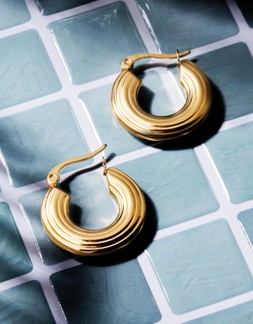 Stainless Steel Textured Hoop Earrings