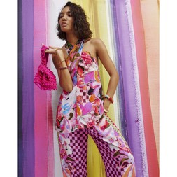 Pink Printed Halter Neck Top