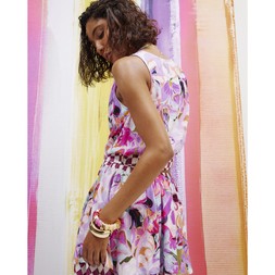 Pink Placement Print Cowl Neck Top
