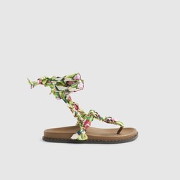 Scarf tie chain detail footbed sandal