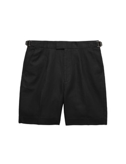 Autograph Cotton Linen Blend Pleat Front Shorts, Black, £35
